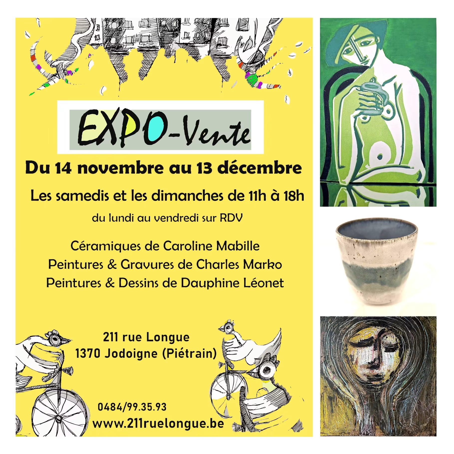 Affiche officielle de l’expo-vente du 14 novembre au 13 décembre à Piétrain