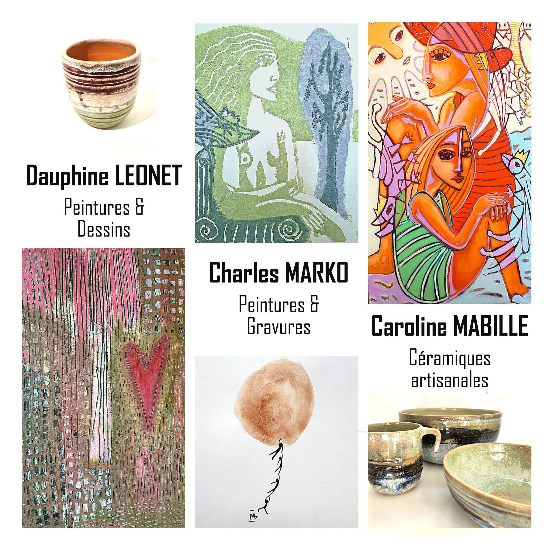 Présentation des trois artistes : Dauphine, Charles Marko et Caroline Mabille