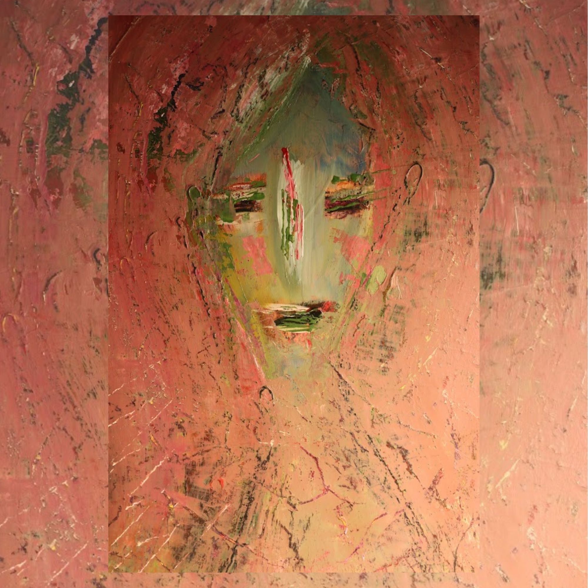 Œuvre originale sur panneau, portrait rose